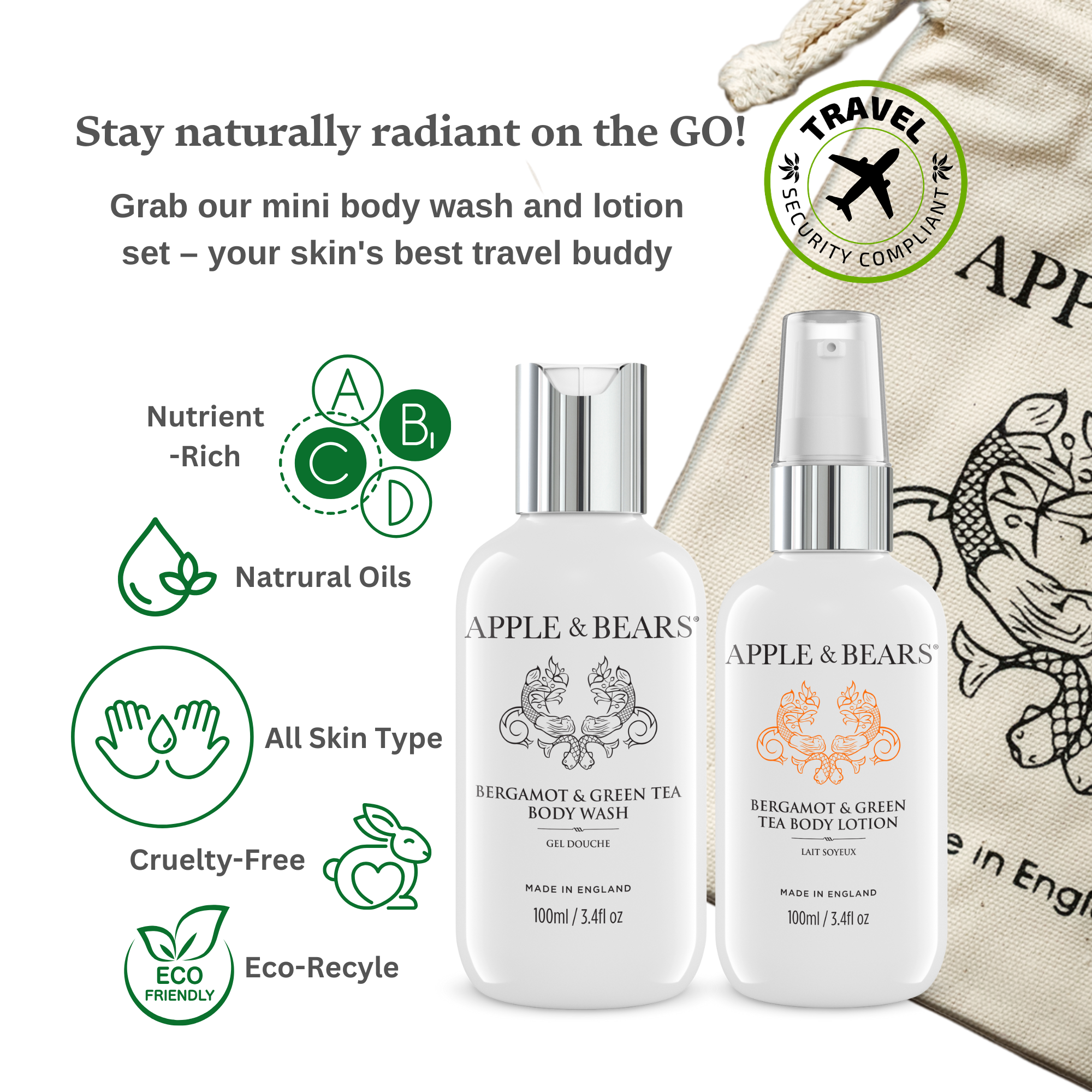 Bergamot & Green Tea - Travel Set - 100ml/3.4 fl oz