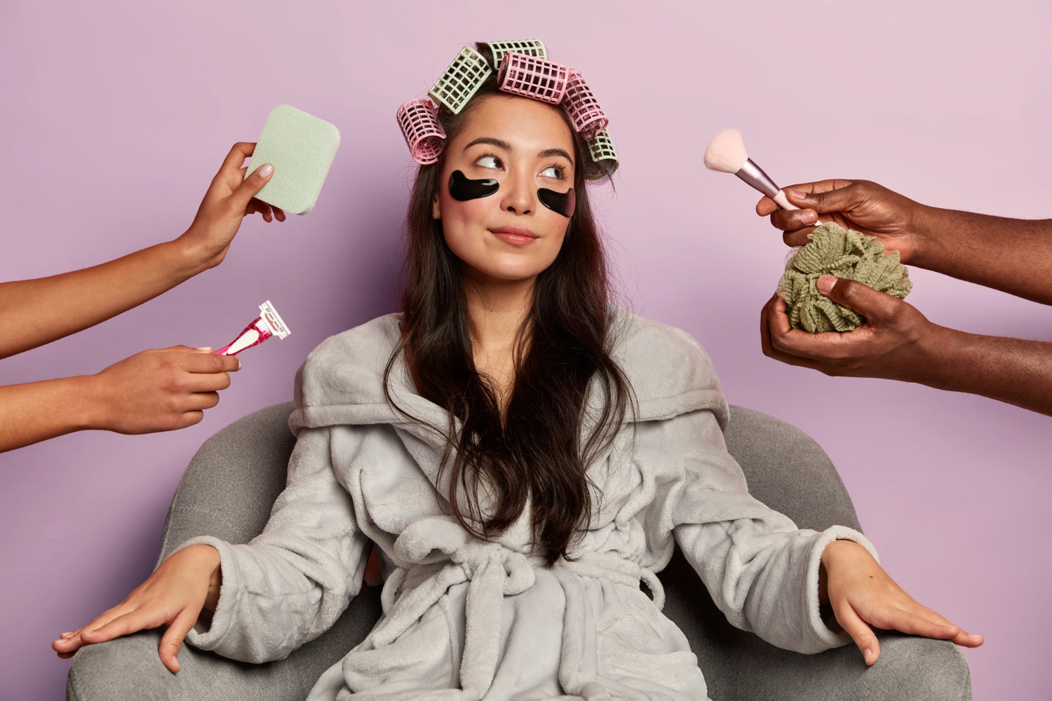 A premium, close-up beauty and wellness portrait of a woman relaxing serenely during a luxury skincare self-care facial mask treatment routine.