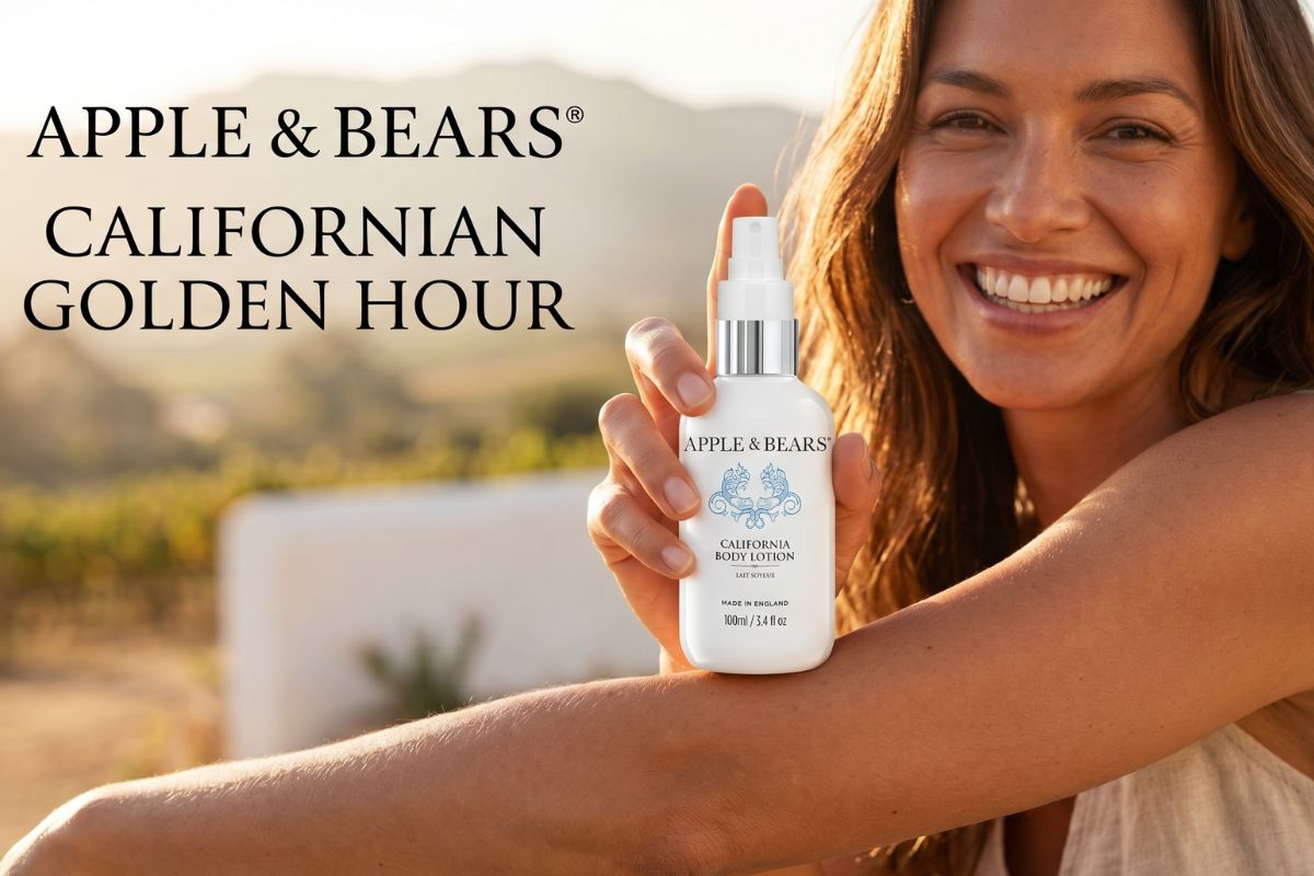 Woman holding Apple & Bears Grapefruit & Seaweed Body Wash 300ml — natural clarifying body wash, sulphate-free, made in England