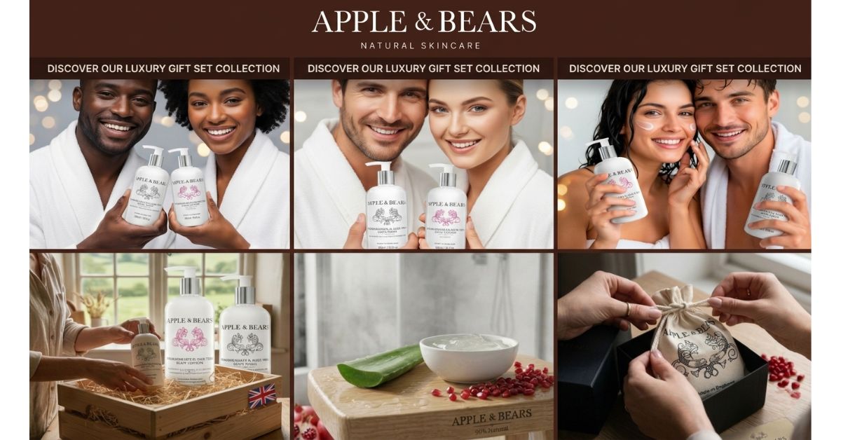 Apple & Bears Pomegranate & Aloe Vera Luxury Skincare Gift Set — natural, cruelty-free, made in England
