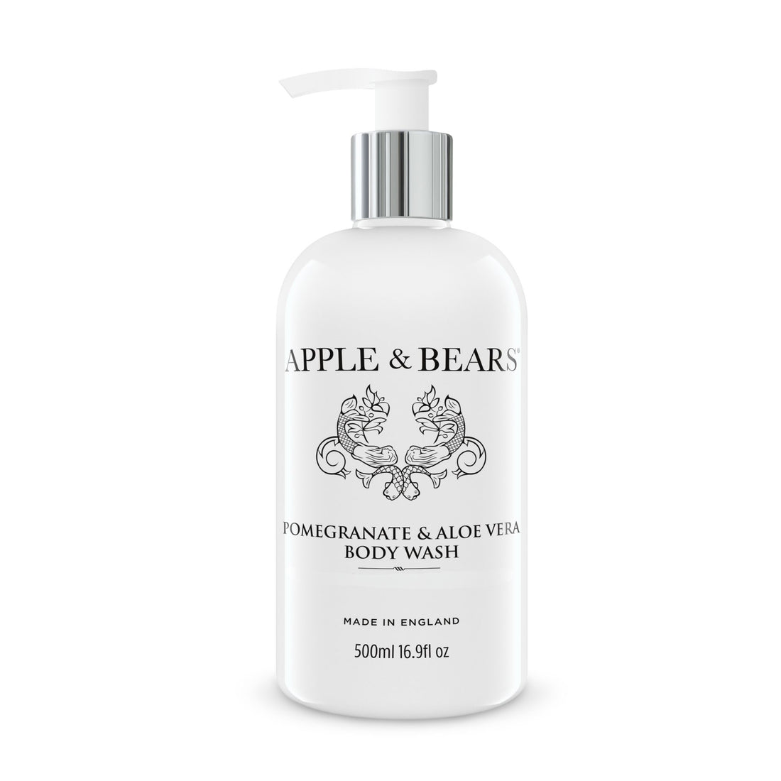 Apple &amp; Bears Pomegranate &amp; Aloe Vera Body Wash 500ml — natural, vegan, Made in England
