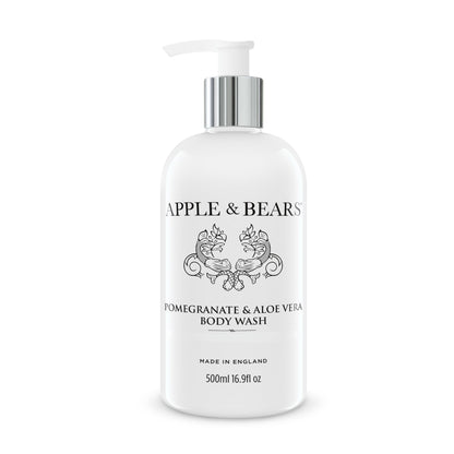 Apple &amp; Bears Pomegranate &amp; Aloe Vera Body Wash 500ml — natural, vegan, Made in England

