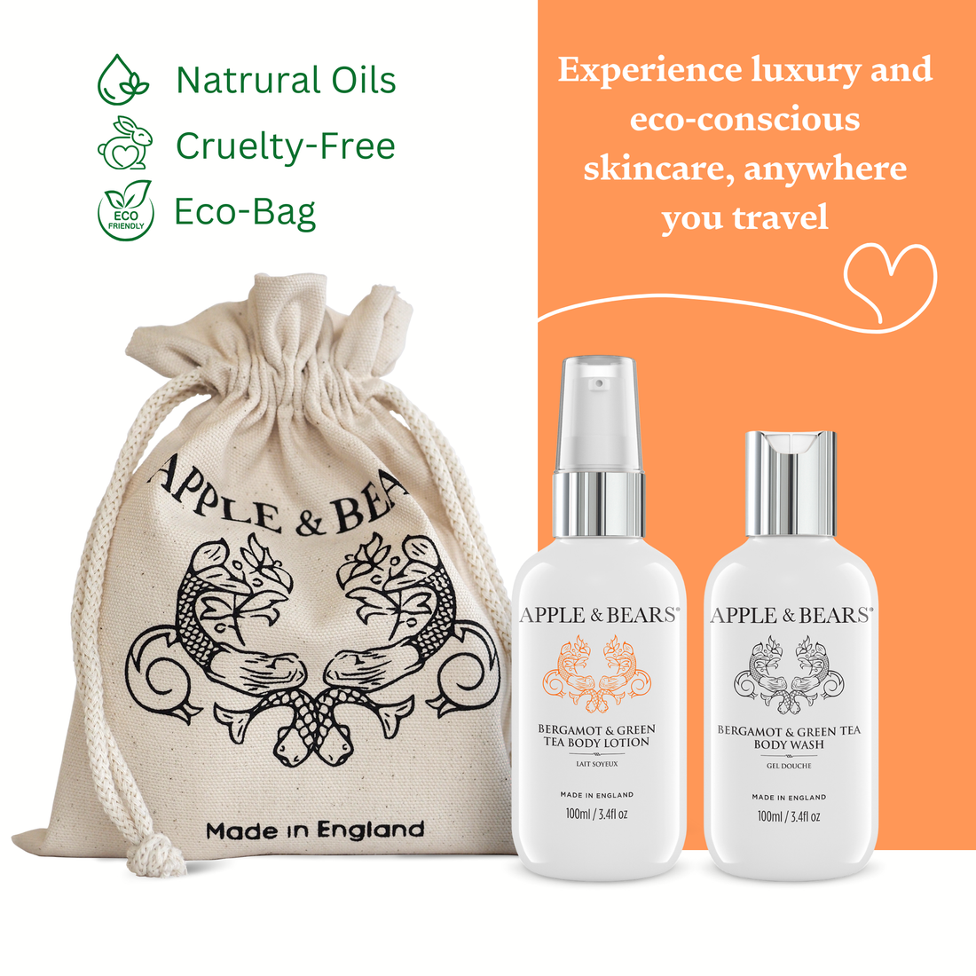 Bergamot &amp; Green Tea - Travel Set - 100ml/3.4 fl oz