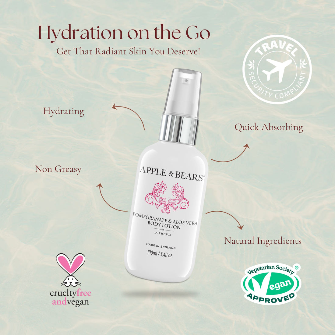 Pomegranate &amp; Aloe Vera - Body Lotion Travel Size - 100ml/3.4 fl oz