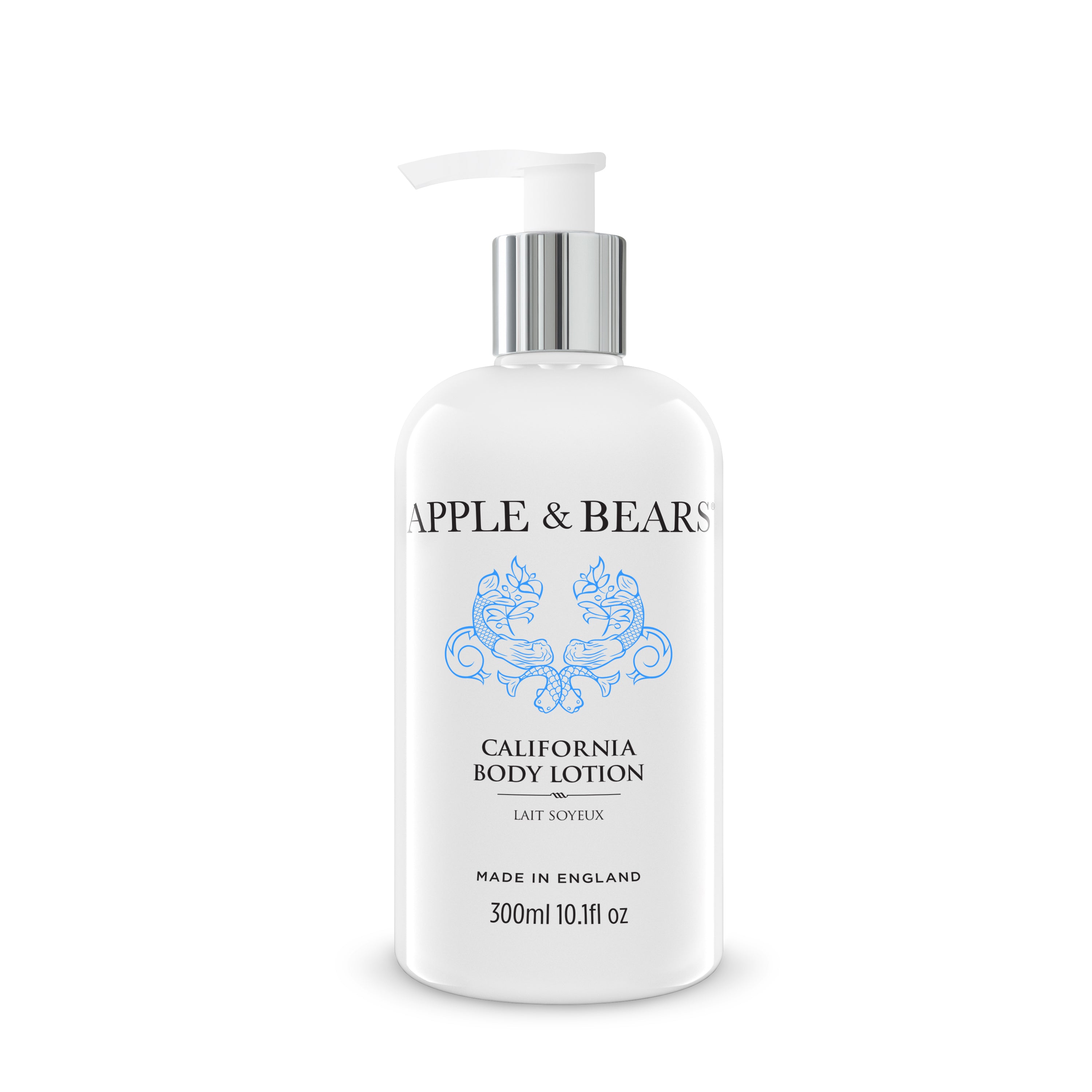Apple and Bears California Body Lotion 300ml white background product shot made in England