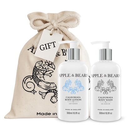 Apple &amp; Bears California Luxury Body Care Gift Set with eco cotton drawstring bag
