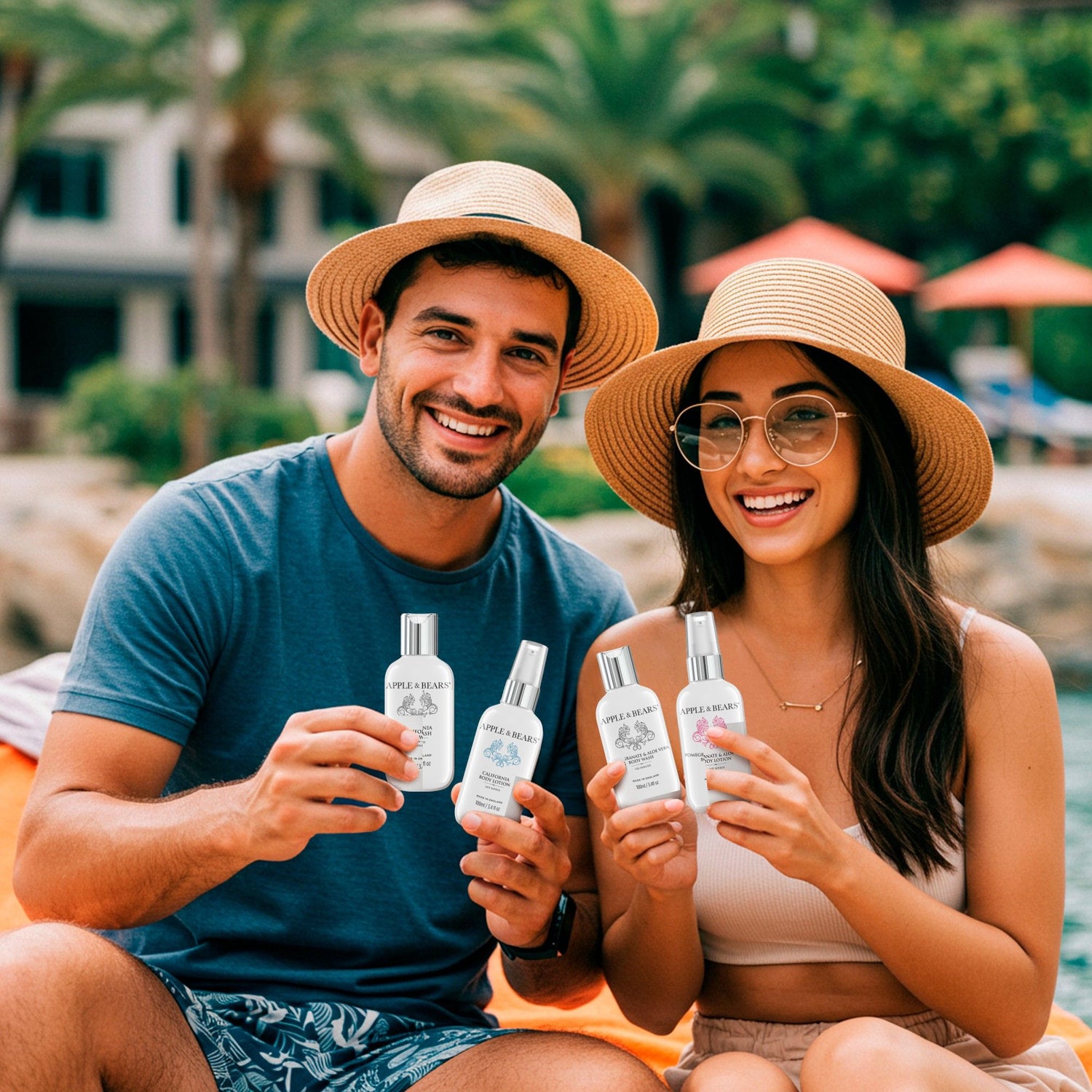 Apple &amp; Bears Pomegranate &amp; Aloe Vera Travel Set – TSA Approved Natural Body Wash &amp; Lotion, perfect for holidays and travel, Made in England