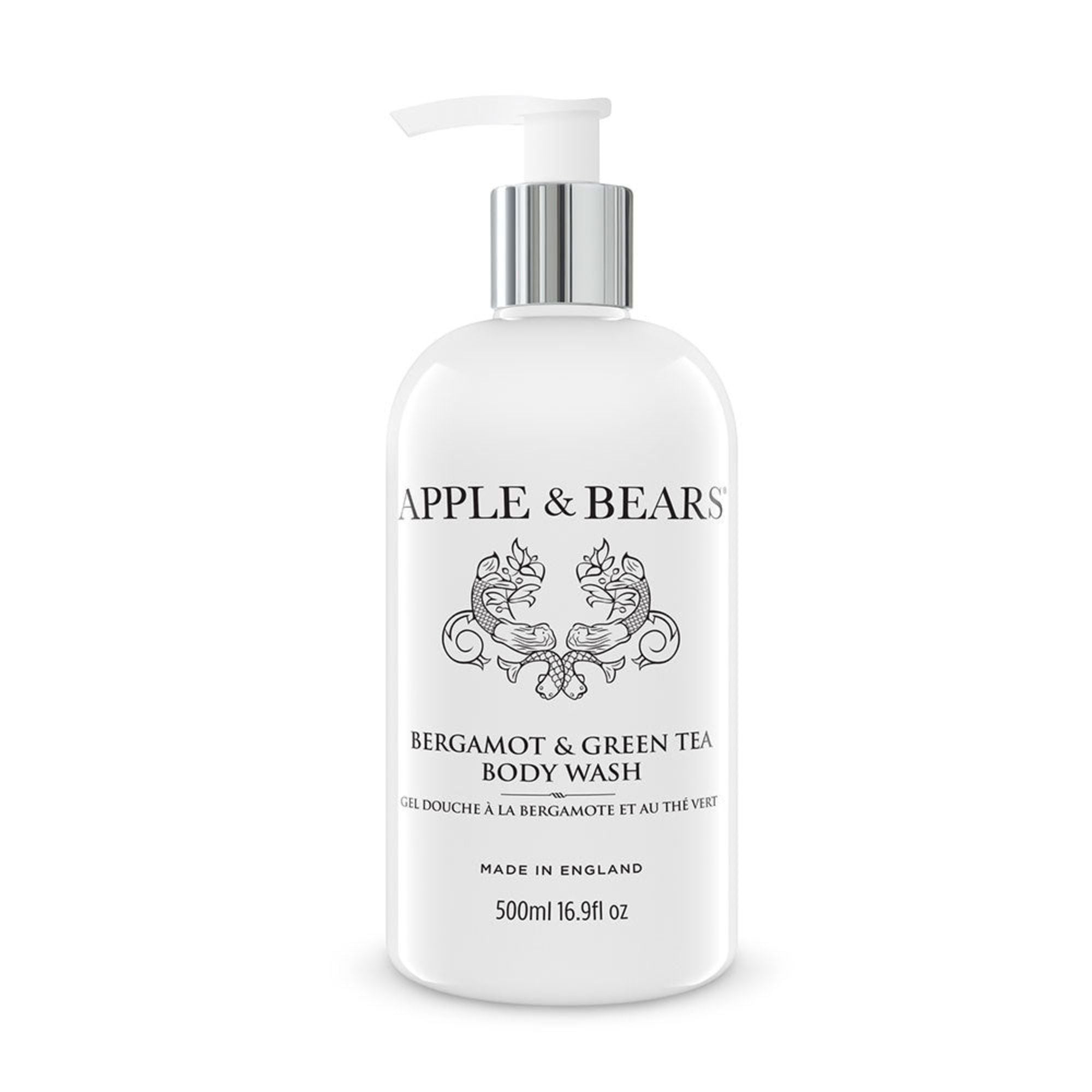 Bergamot &amp; Green Tea body wash 500ml white background – Apple &amp; Bears
