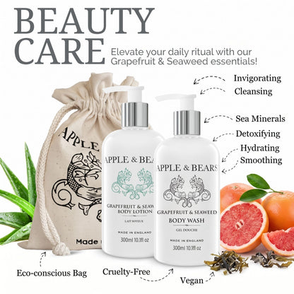 Apple &amp; Bears Grapefruit &amp; Seaweed Gift Set benefits infographic
