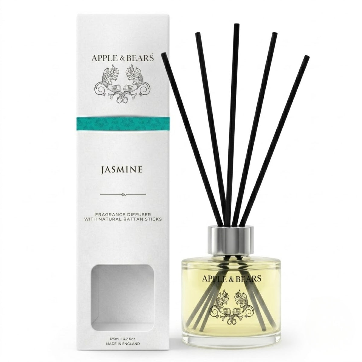 Jasmine Reed Diffuser 125ml Luxury Home Fragrance UK Made Apple &amp; Bears